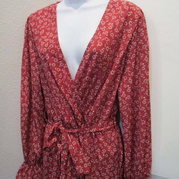 BTFBM WOMEN'S LONG SLEEVE WRAP MAXI DRESS W/BELT SZ LG NWOT - Picture 9 of 9